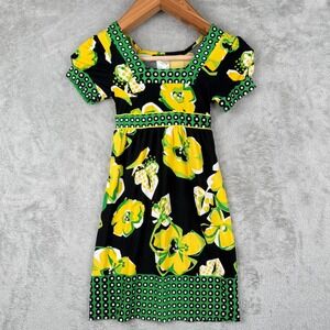 Too Chic Y2K‎ Girls Dress Size 6X/7 Black Yellow Floral Fit & Flare S/S Girly